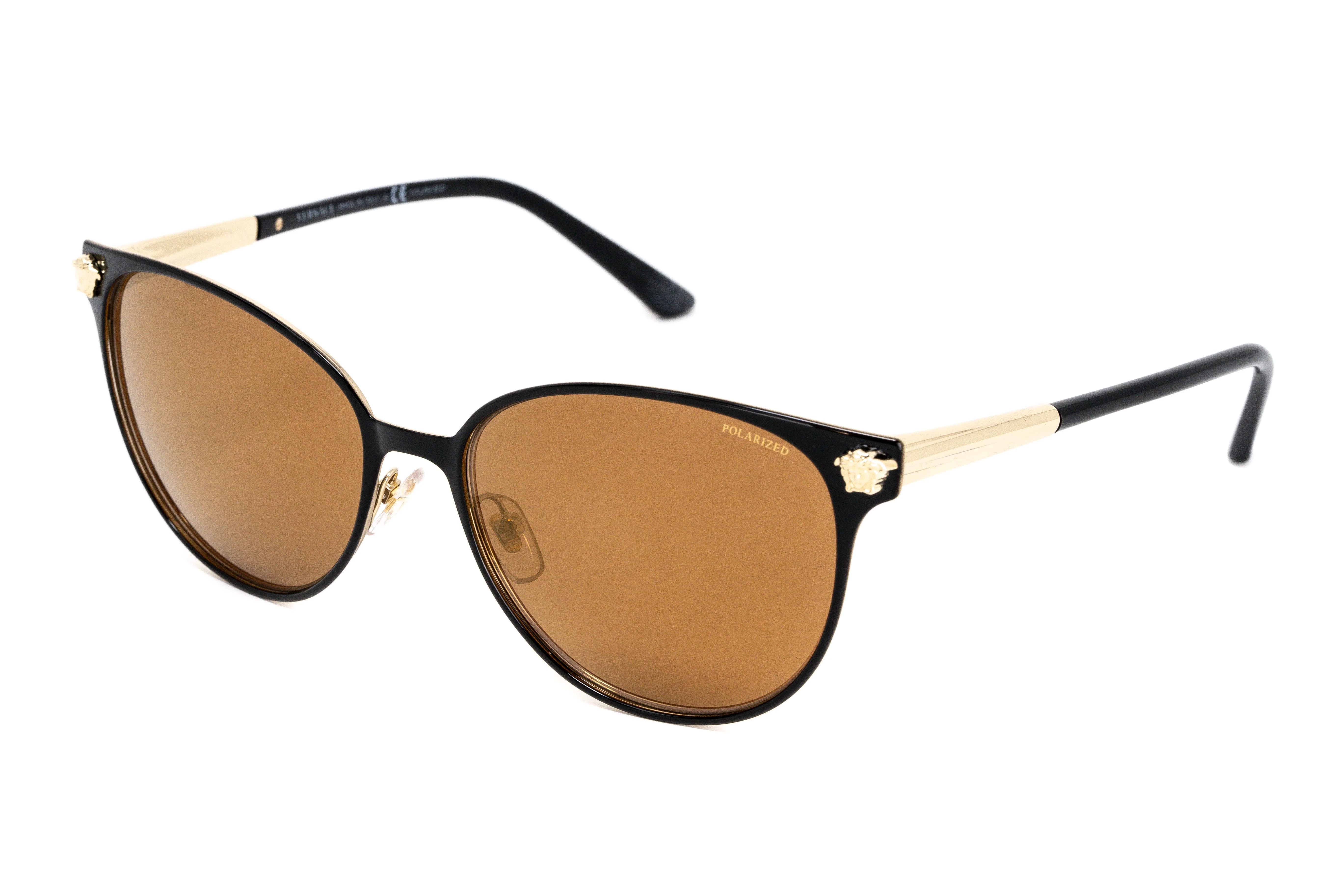 Versace Women's Sunglasses Square Black/Pale Gold Polar - Image 3